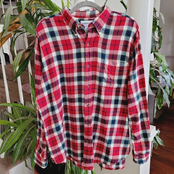 Saddlebred Men’s Plaid Flannel Button Up Shirt Casual Classic Fit XL 100% Cotton - Picture 1 of 9
